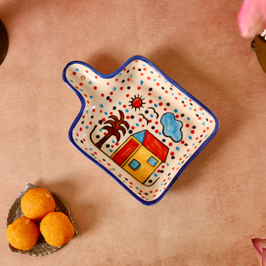 Starry Night Handpainted Handle Platter