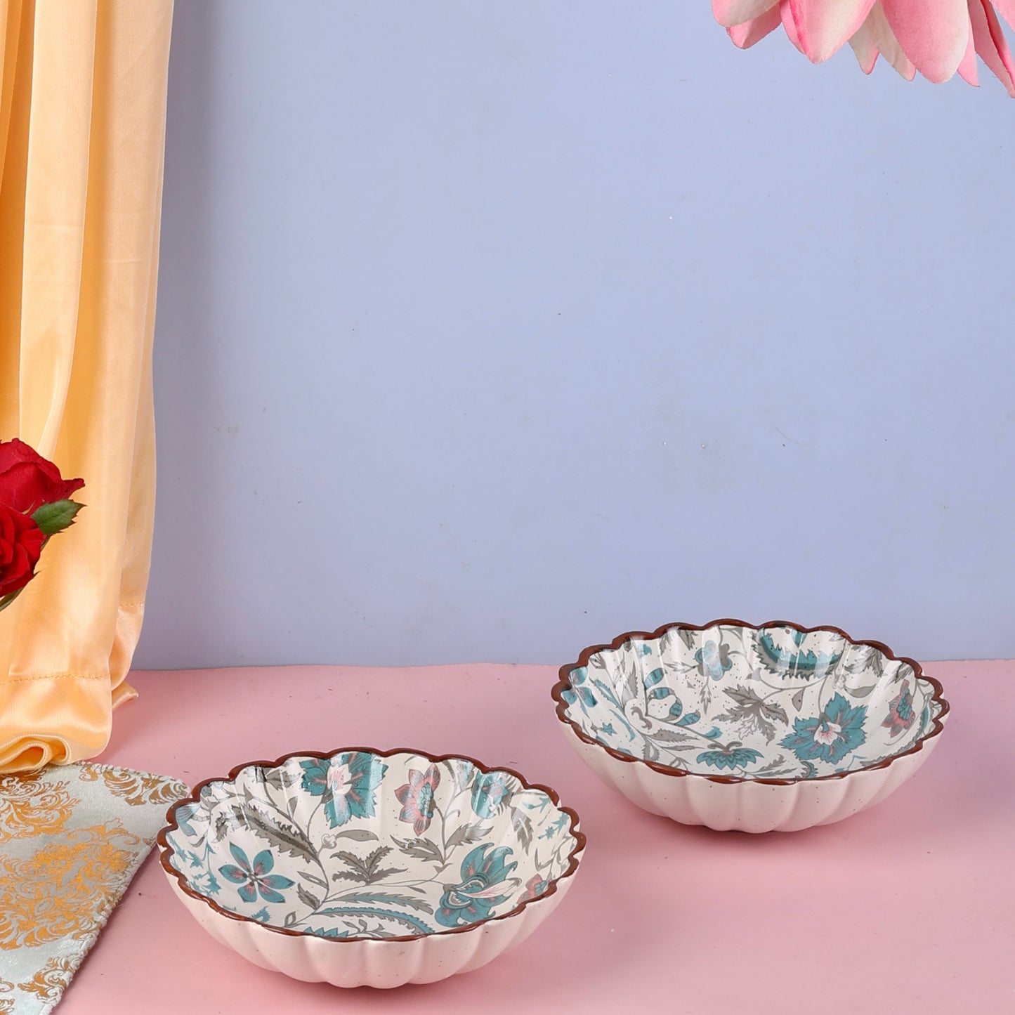 Phool Bagh Scalloped Shallow Bowls