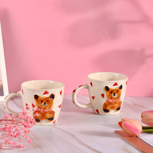Pixie 3D Teddy Heart Mugs - Set of 2