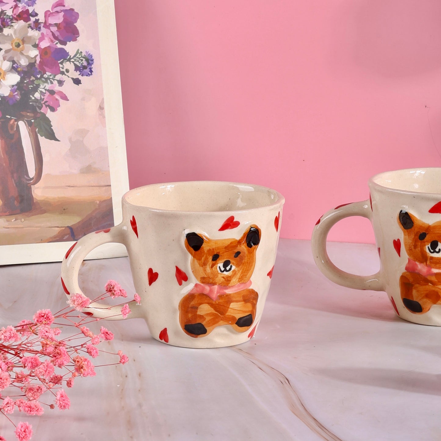 Pixie 3D Teddy Heart Mugs - Set of 2