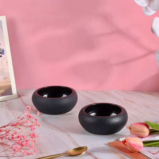 Matte Black Curvy Snack Bowl - Set of 2