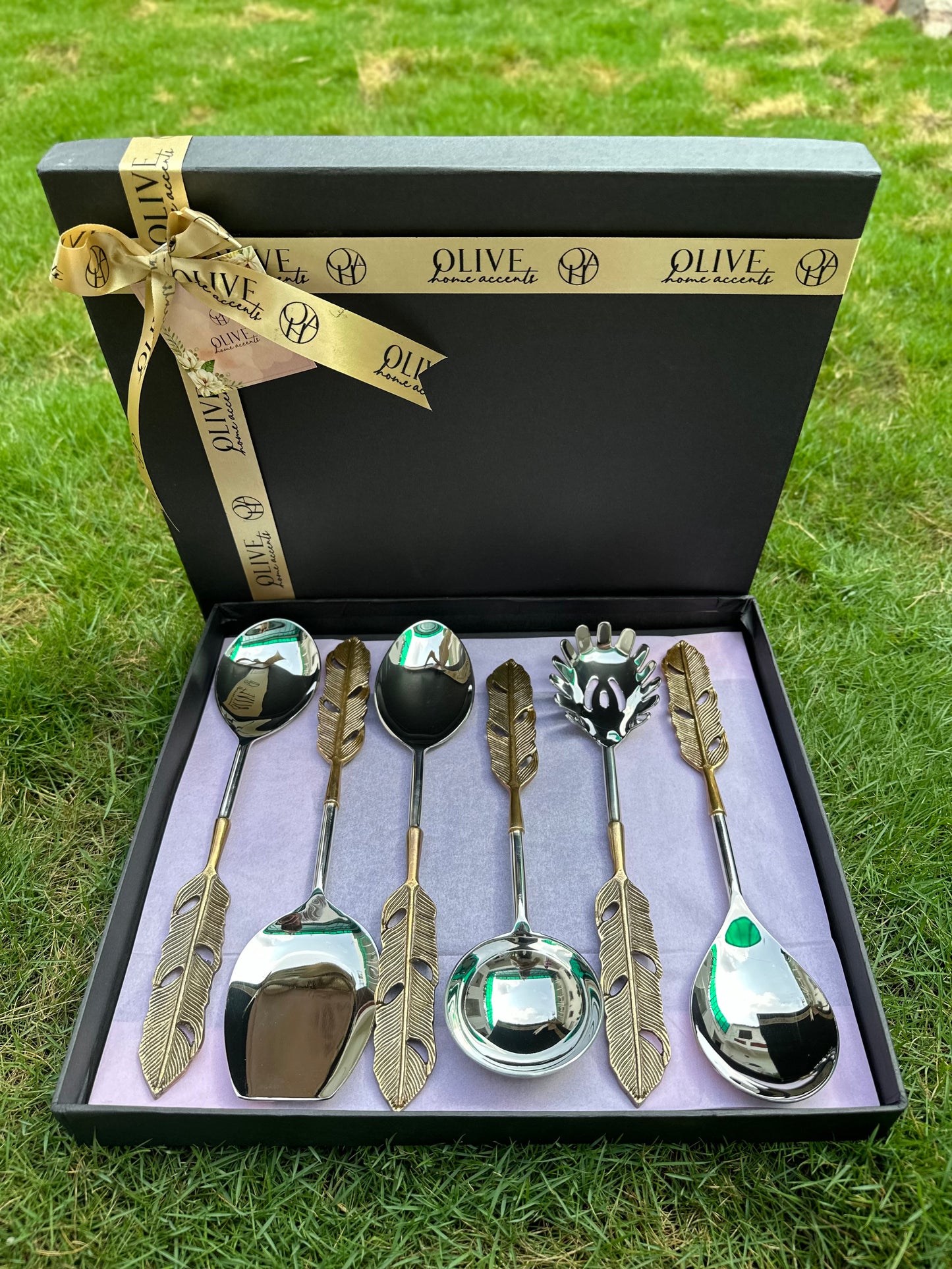 Echoes of Feather Serving Spoon Set of 6 pieces