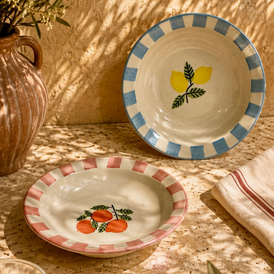 Citrus Stripes Pasta Plates Duo - Pack of two