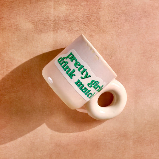 Pink Contemporary Mug - Pretty Girls Drink Matcha with UV DTF sticker