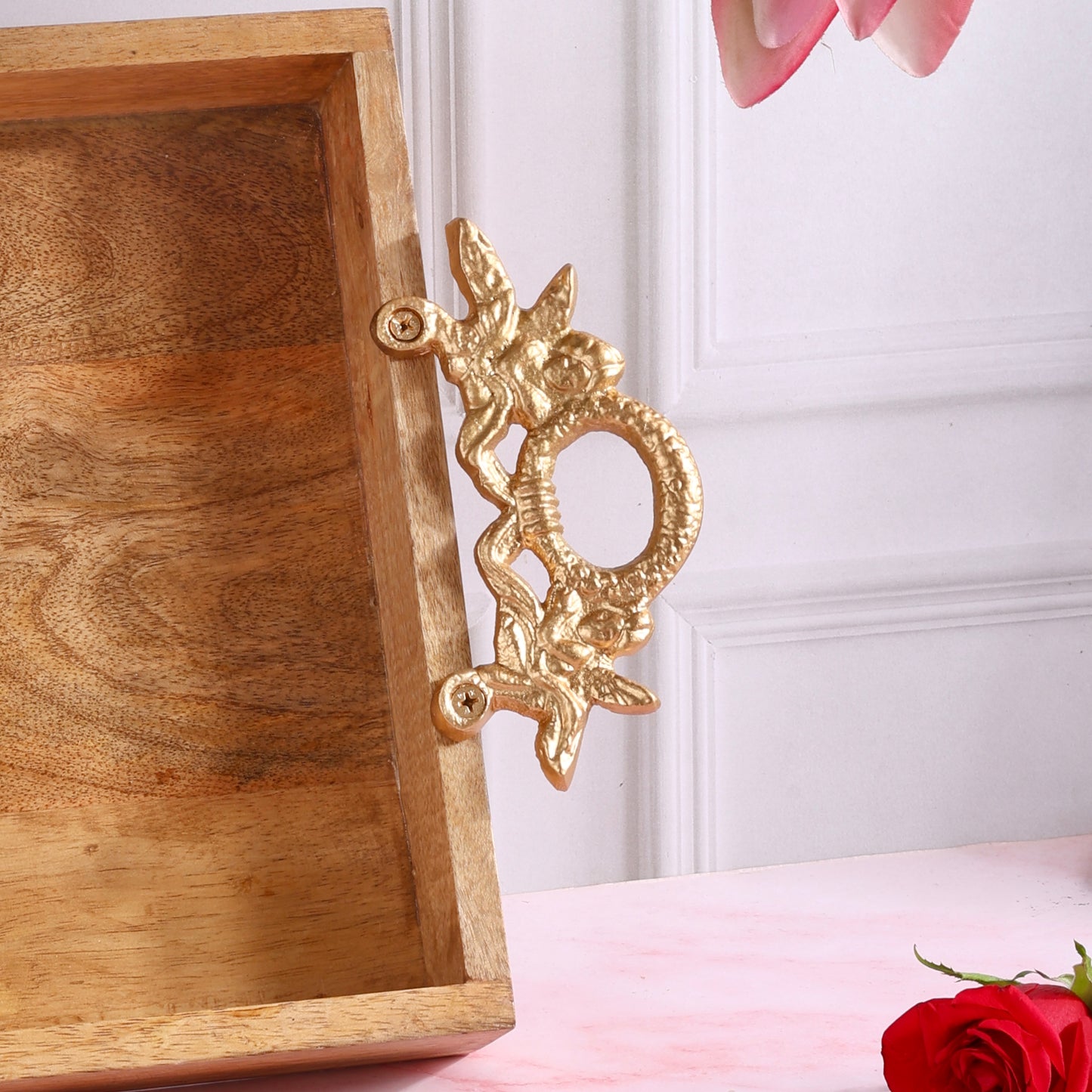 Ornate Wooden Square Tray