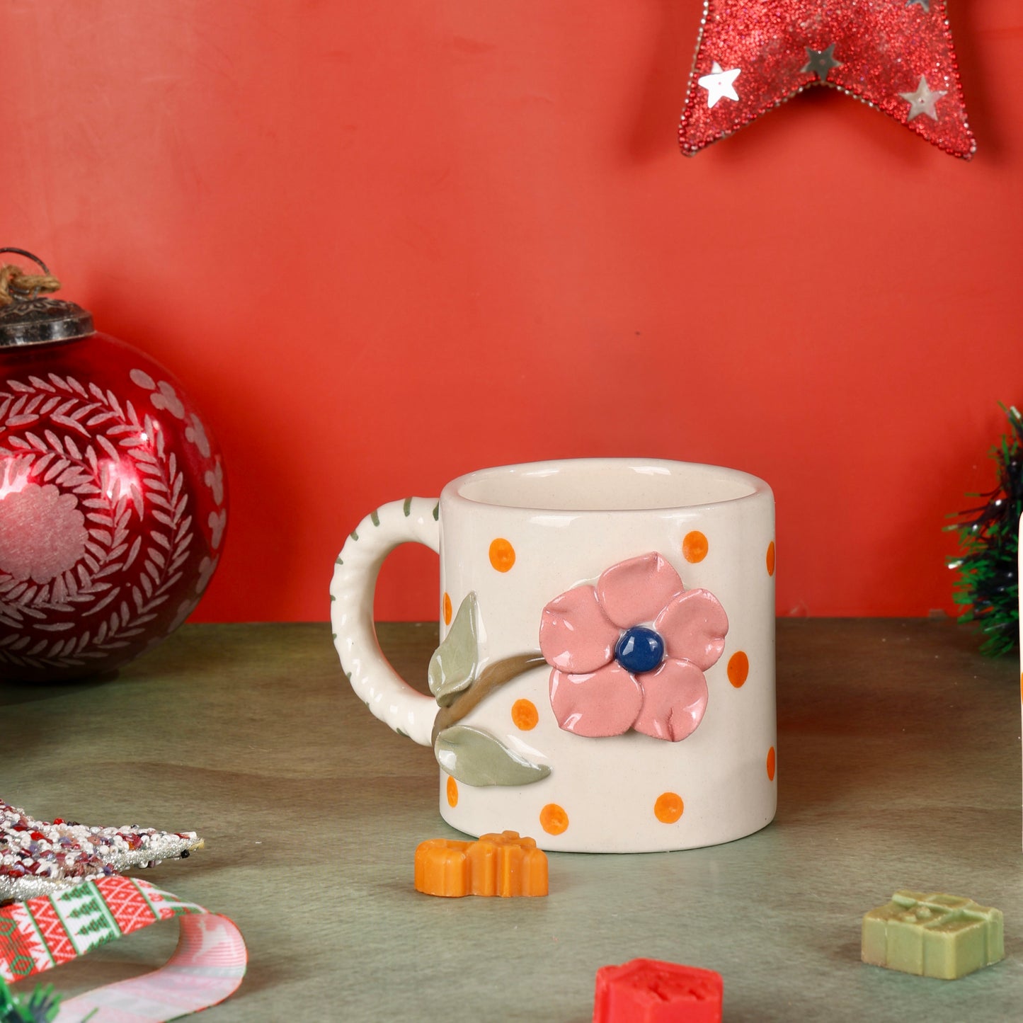 Bougainvillea Polka Flower Mug - Set of 2