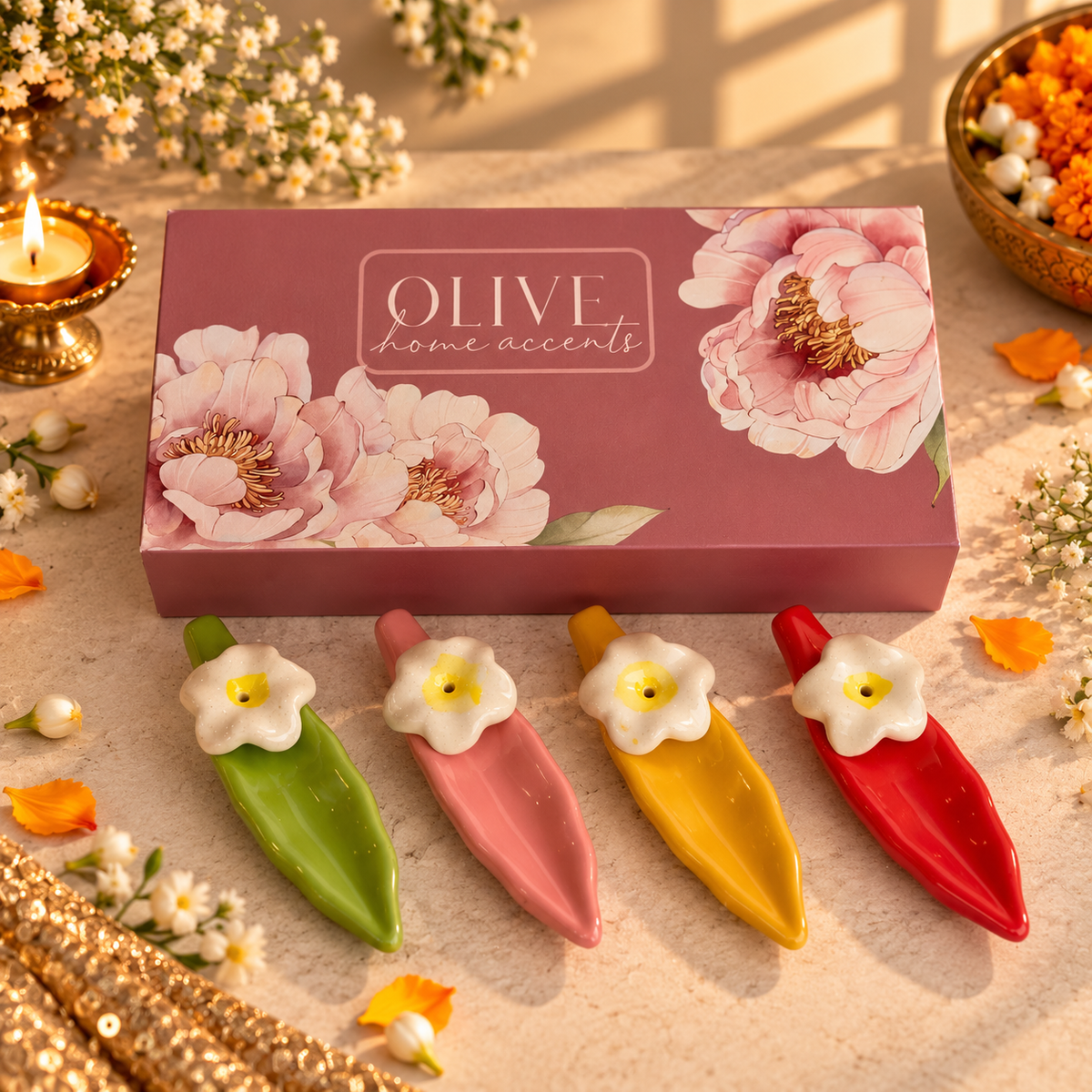 Jasmine Incense stick holder festive gift hamper