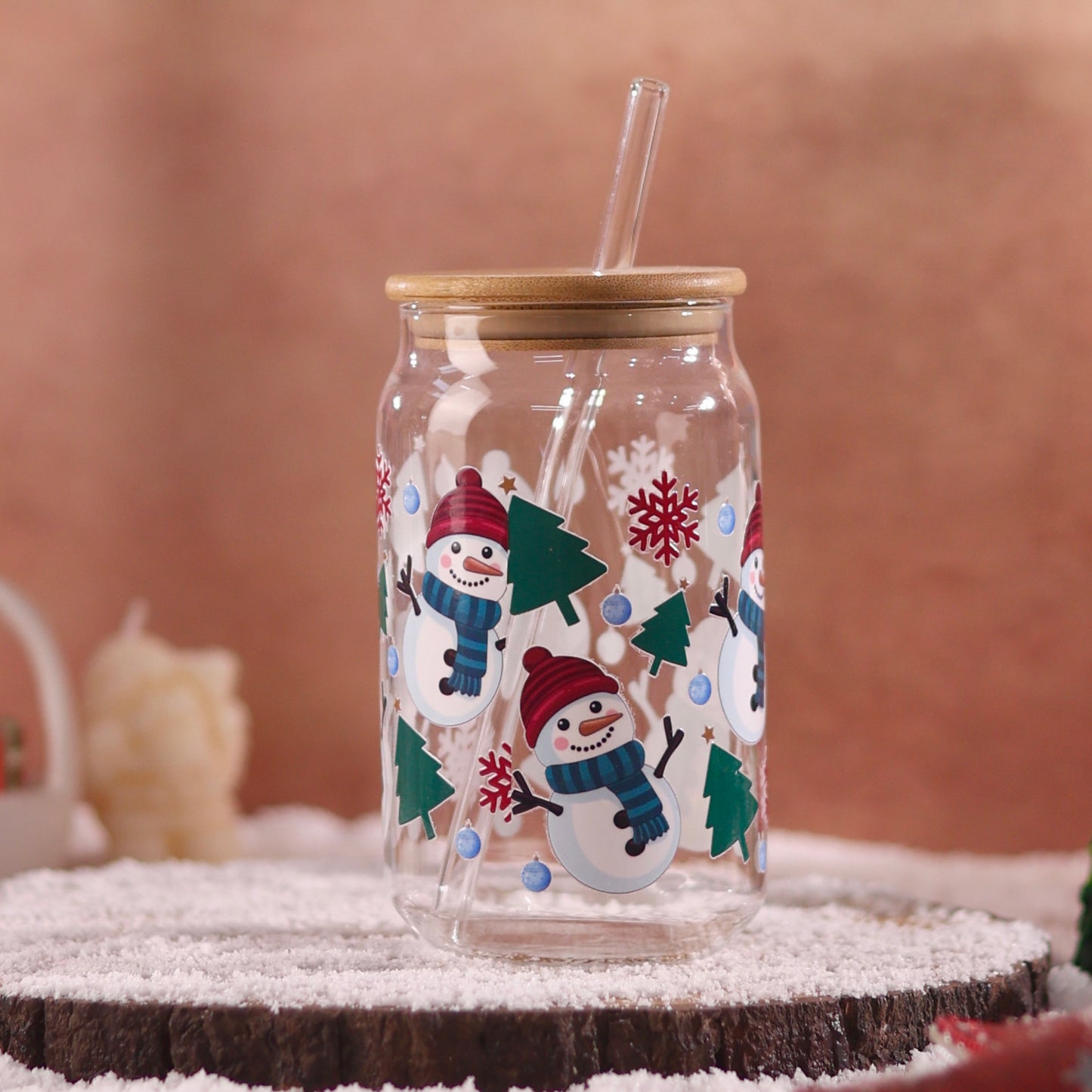 Snowman Christmas Sipper with UV DTF Sticker