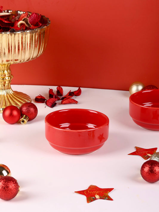 Red Dessert Bowl - Set of 2