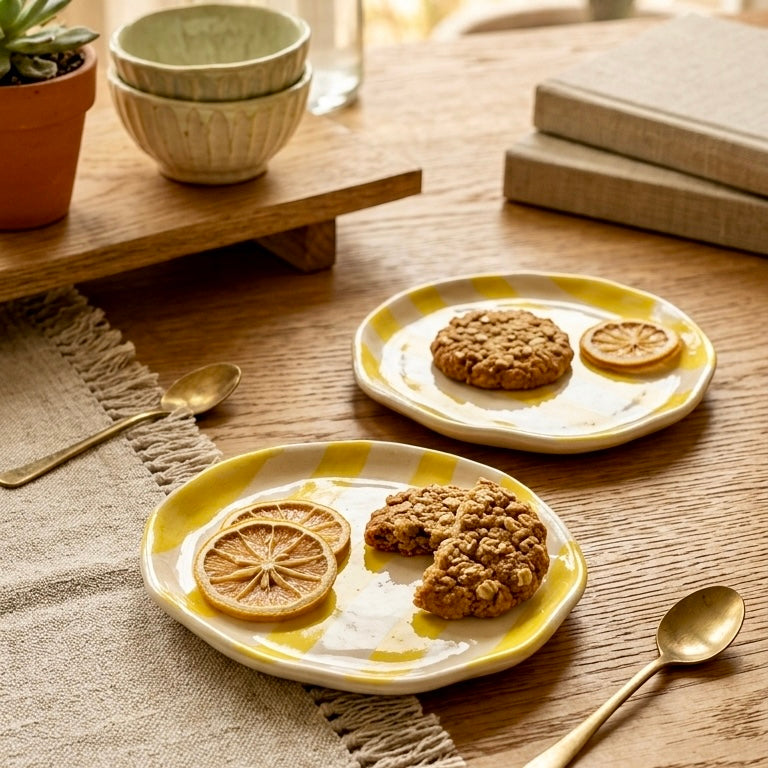Lemonade Zen Stripe Snack Plate - Pack of one