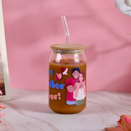 Best Brother Ever Ophelia Glass Sipper - with UV DTF sticker