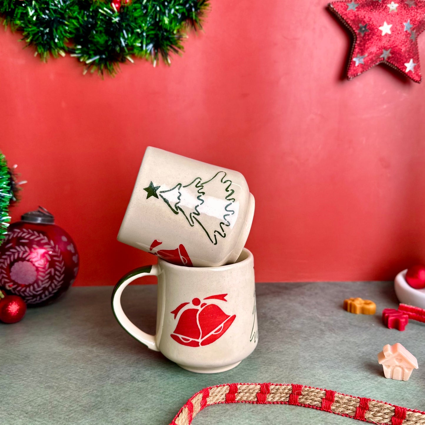 Holiday Cheer Stoneware Mug - Set of 2