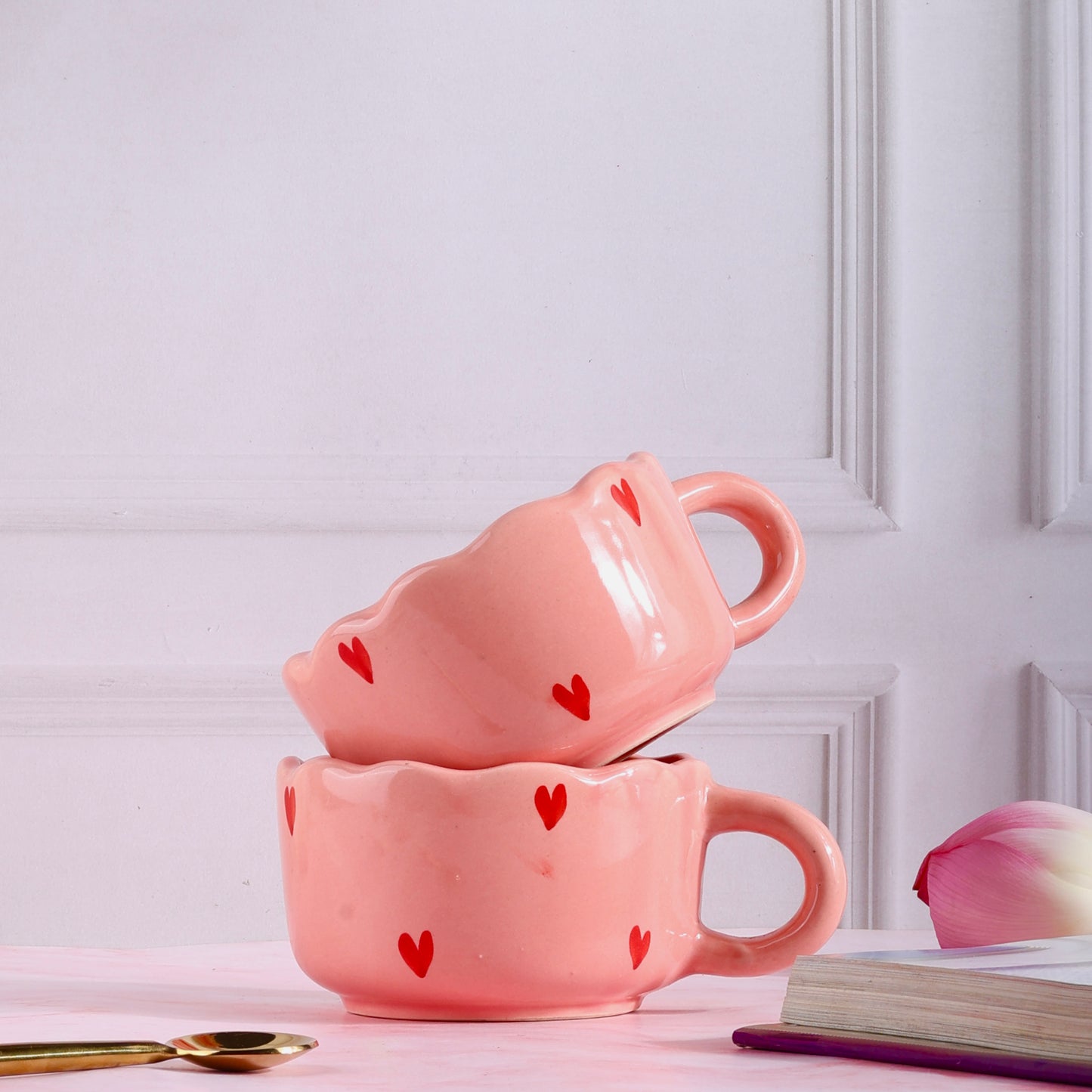 Pinking of You Wide Cappuccino Mugs - Set of 2