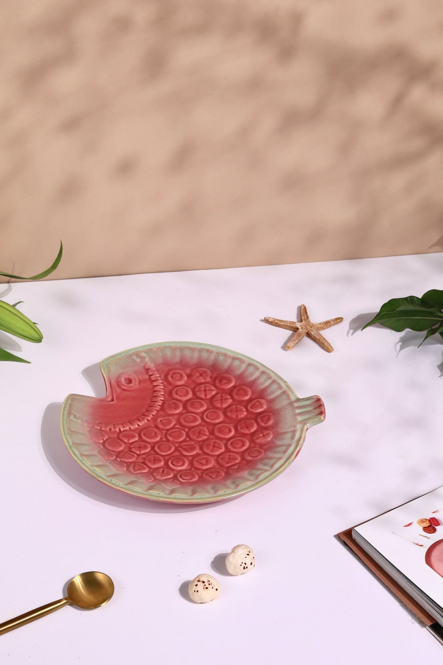 Red Embossed Fish Platter