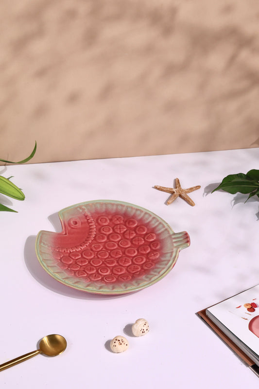 Red Embossed Fish Platter
