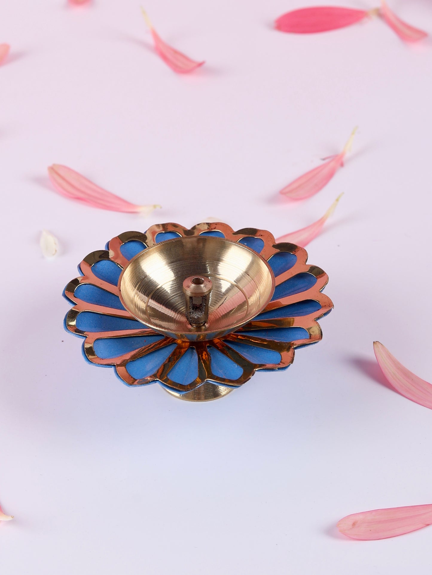 Colourful Brass Diyas - Set of 4