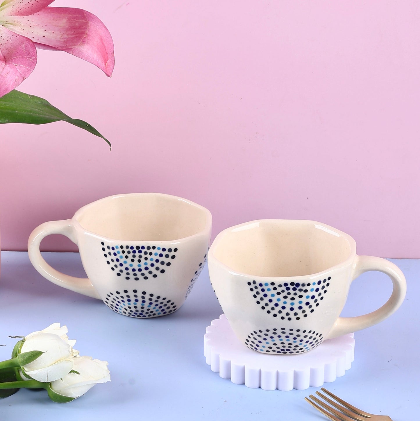 Blue Mandala Handmade Mug - Set of 2