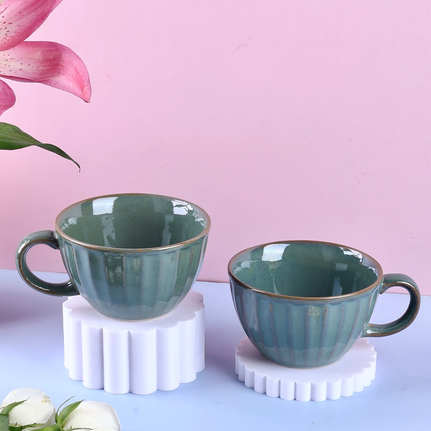 Green Mindy Latte Mugs - Pack of 2
