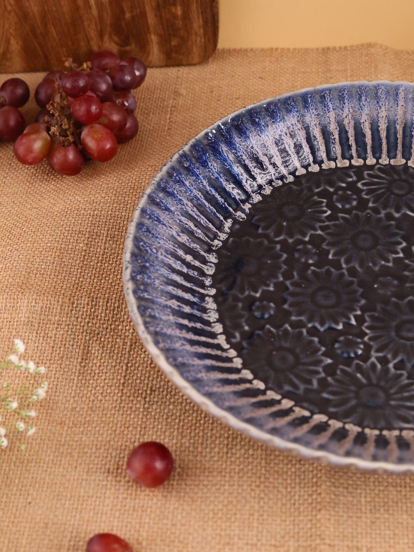 Studio Pottery Blue Flower Platter