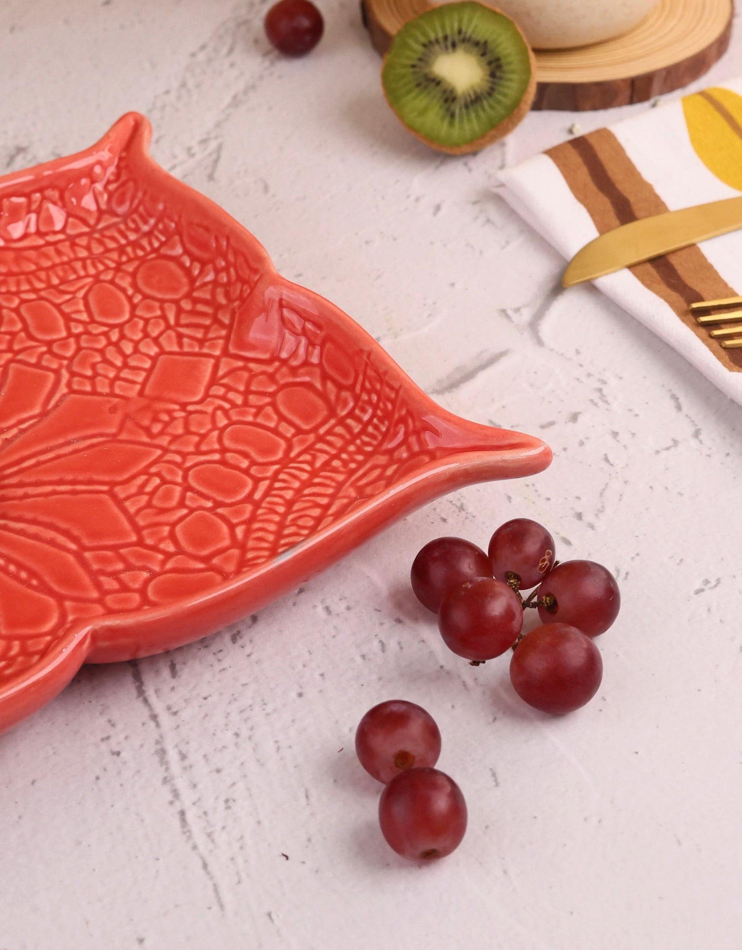 Studio Pottery Embossed Butterfly Platters