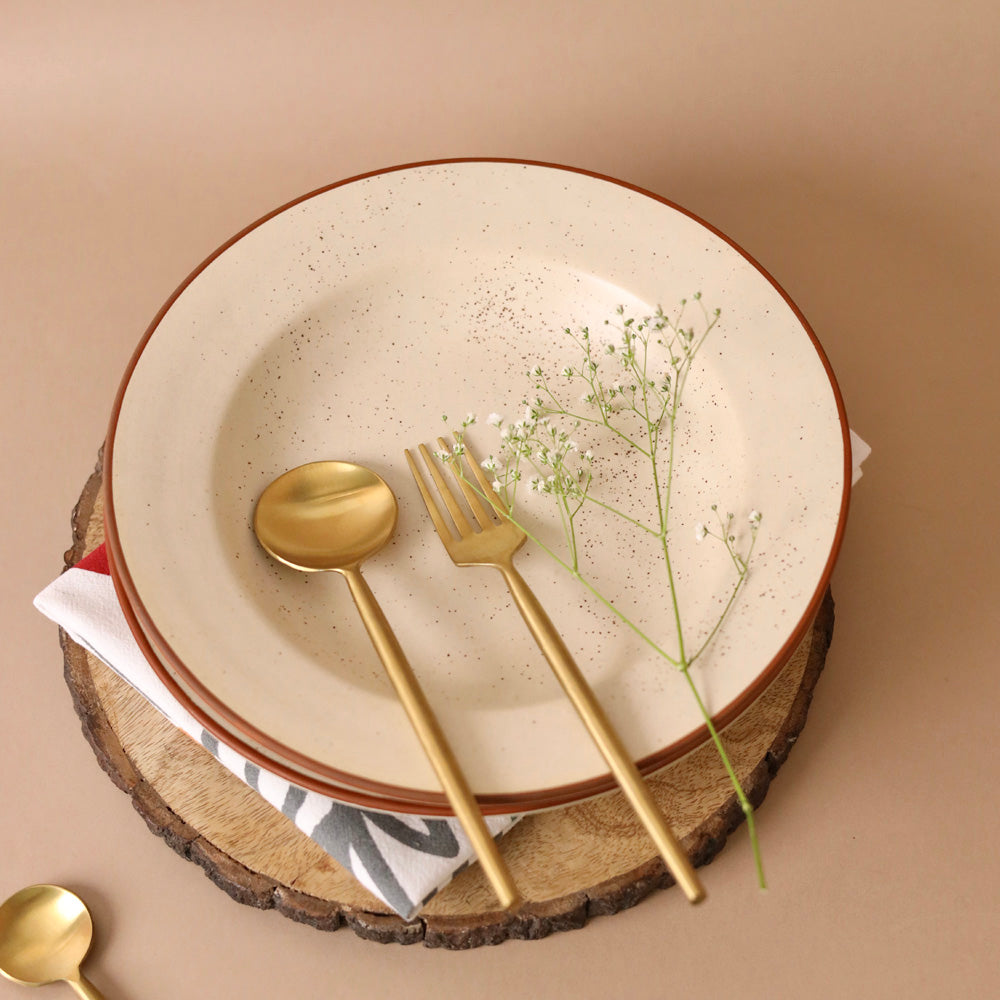 Nira Brown Rim Pasta Plate Large