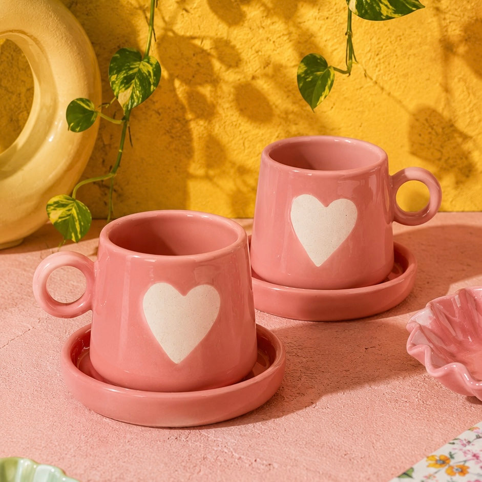 Eternal Heart Duo Mug and Snack Plate - Pink