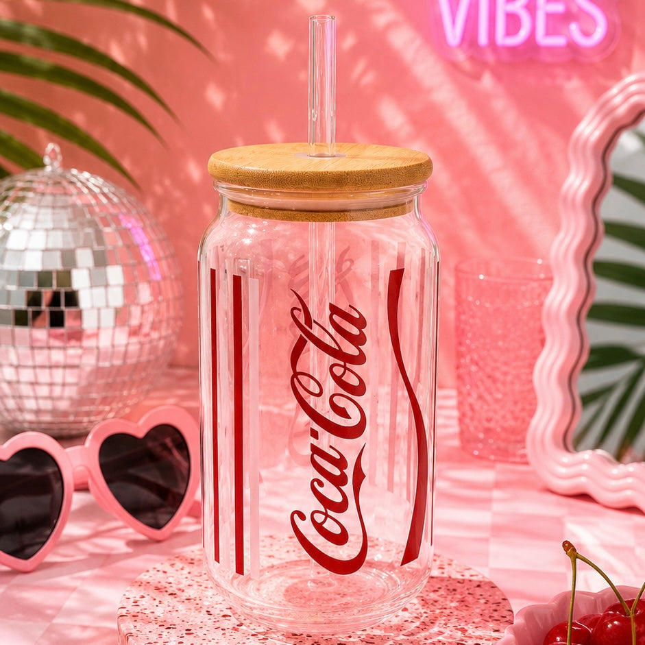 Coke Series Ophelia Glass Sipper - with UV DTF sticker