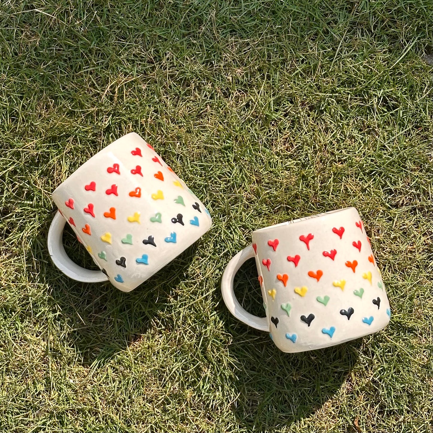 3D Rainbow Heart Mug - Set of 2