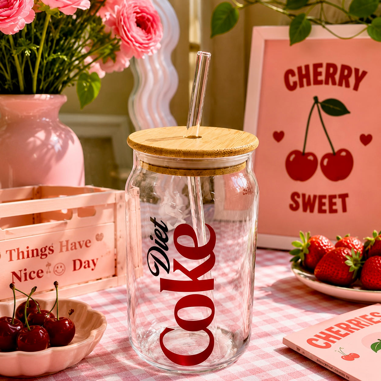 Coke Series Ophelia Glass Sipper - with UV DTF sticker
