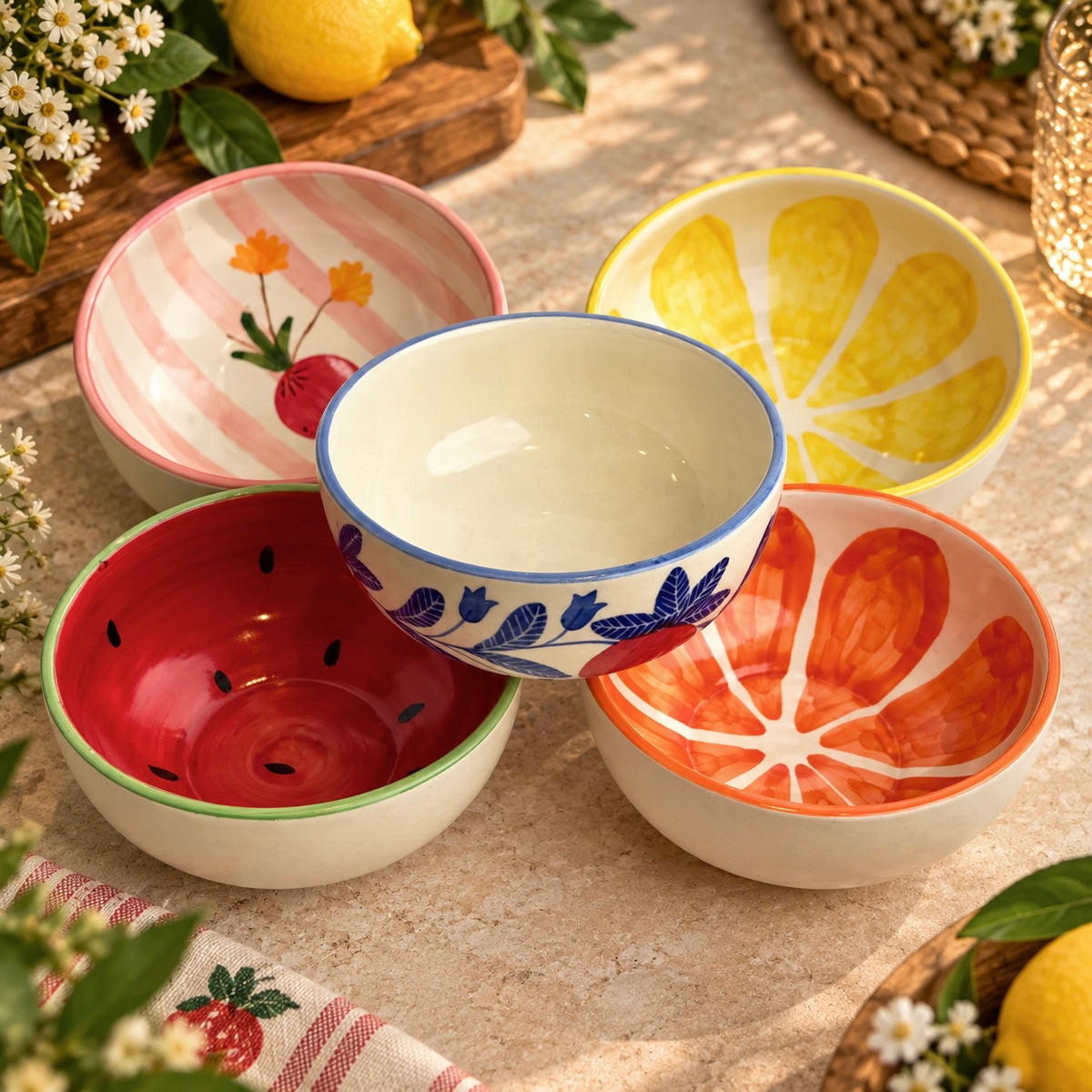 Set of 5 Pinterest inspired all purpose bowls
