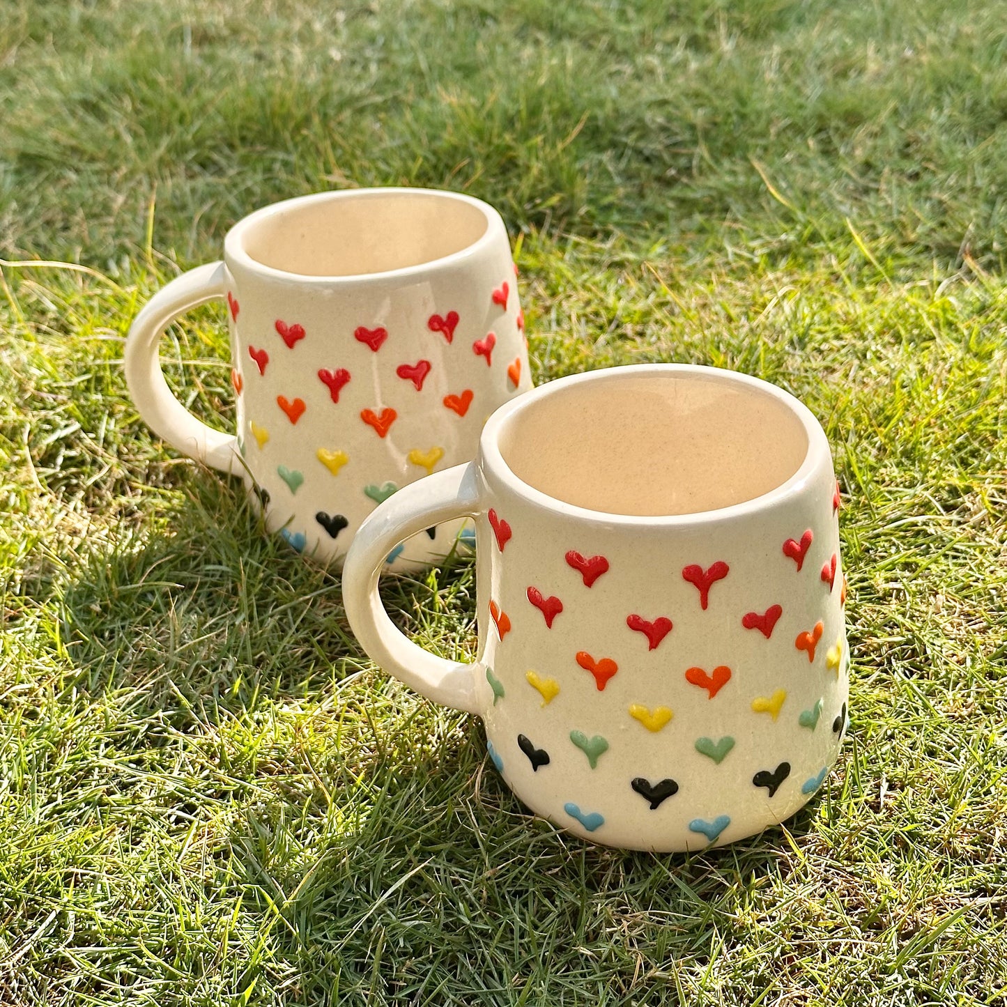 3D Rainbow Heart Mug - Set of 2