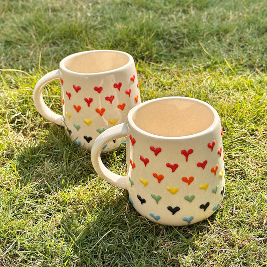 3D Rainbow Heart Mug - Set of 2
