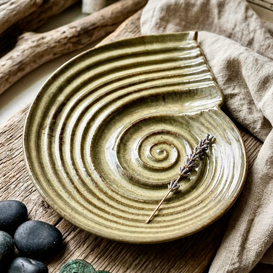 Studio Pottery Kira Spiral Shell Platter Large