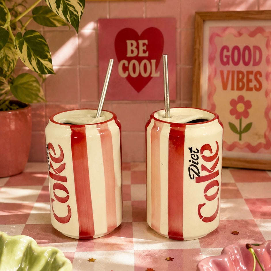 Can Diet Coke Sippers - with stainless steel straws