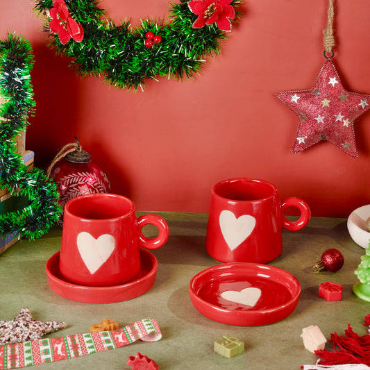 Eternal Heart Duo Mug and Snack Plate - Red - Minor Imperfections