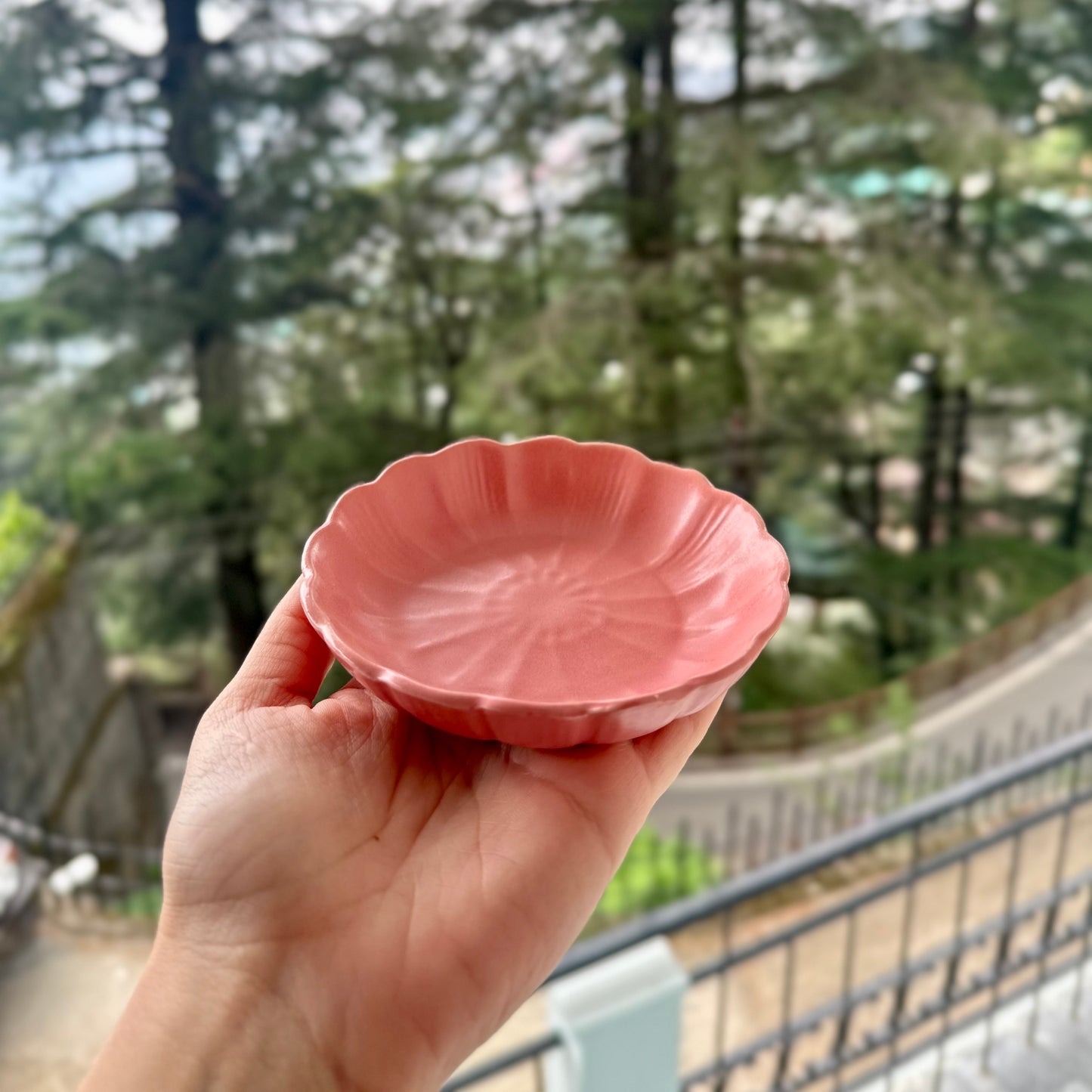 Matte Pink Scalloped Mini Tapas Bowls - Set of 2