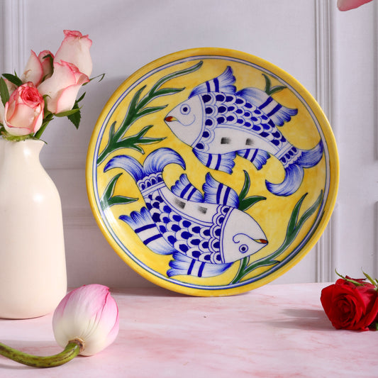 Jaipur Blue Pottery Handpainted Wall Plate Large