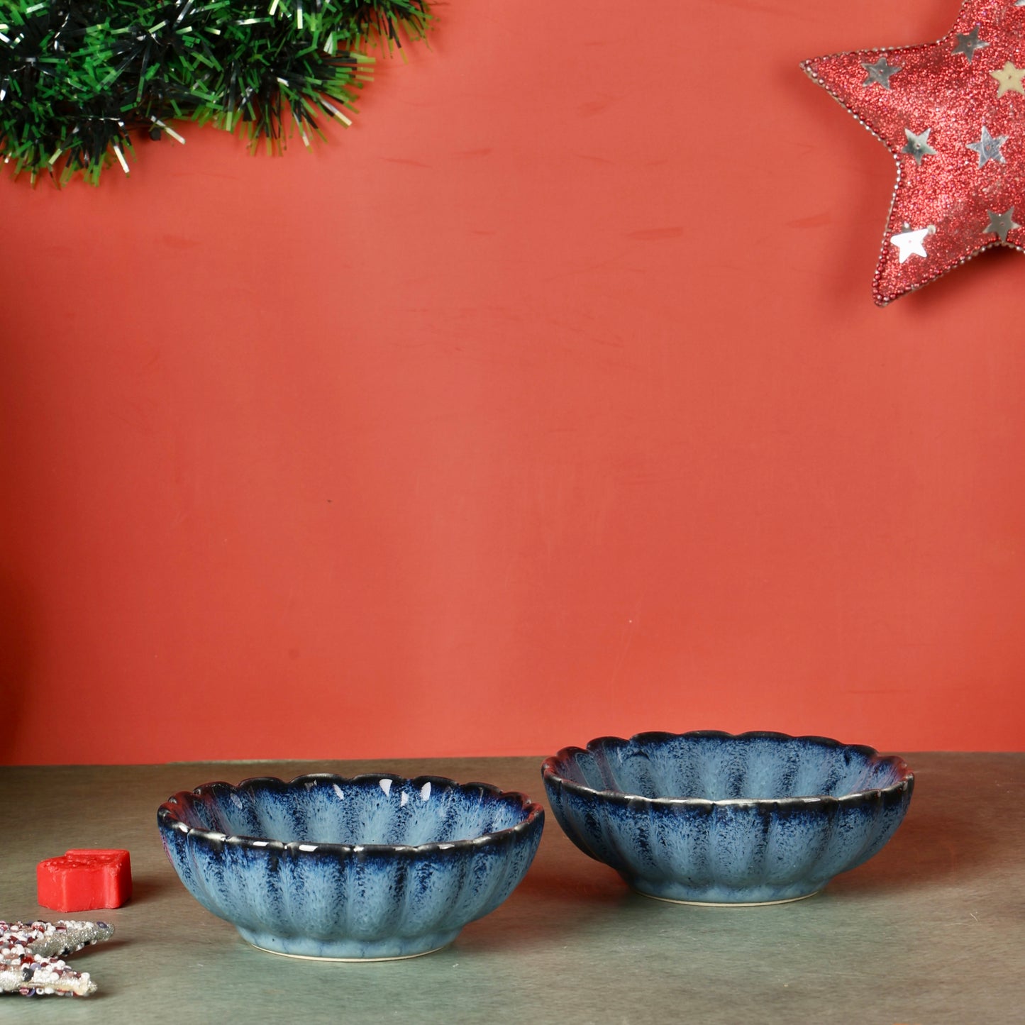 Vera Blue Scalloped Mini Bowls - Set of 2