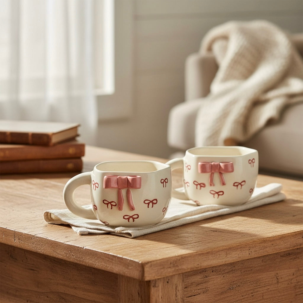 Pixie Pink 4D Bow Mugs - Set of 2