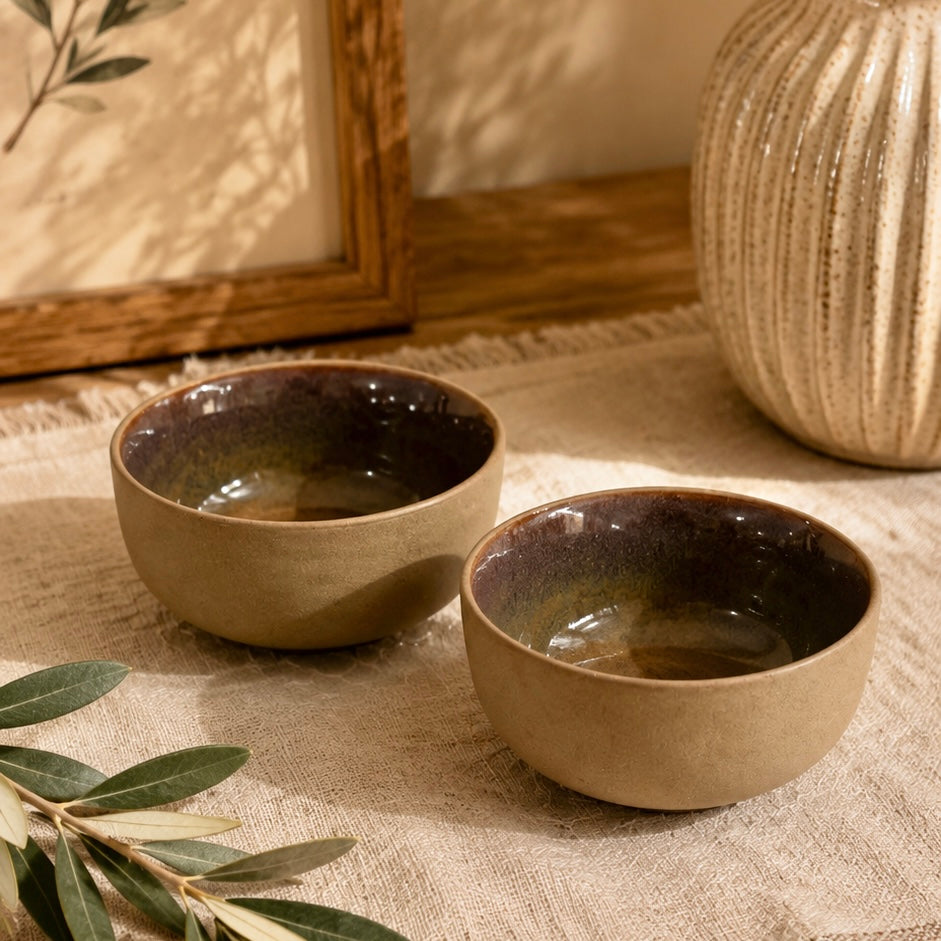 Karuna Studio Pottery Terracotta Portion or Dessert Bowl - Set of 2