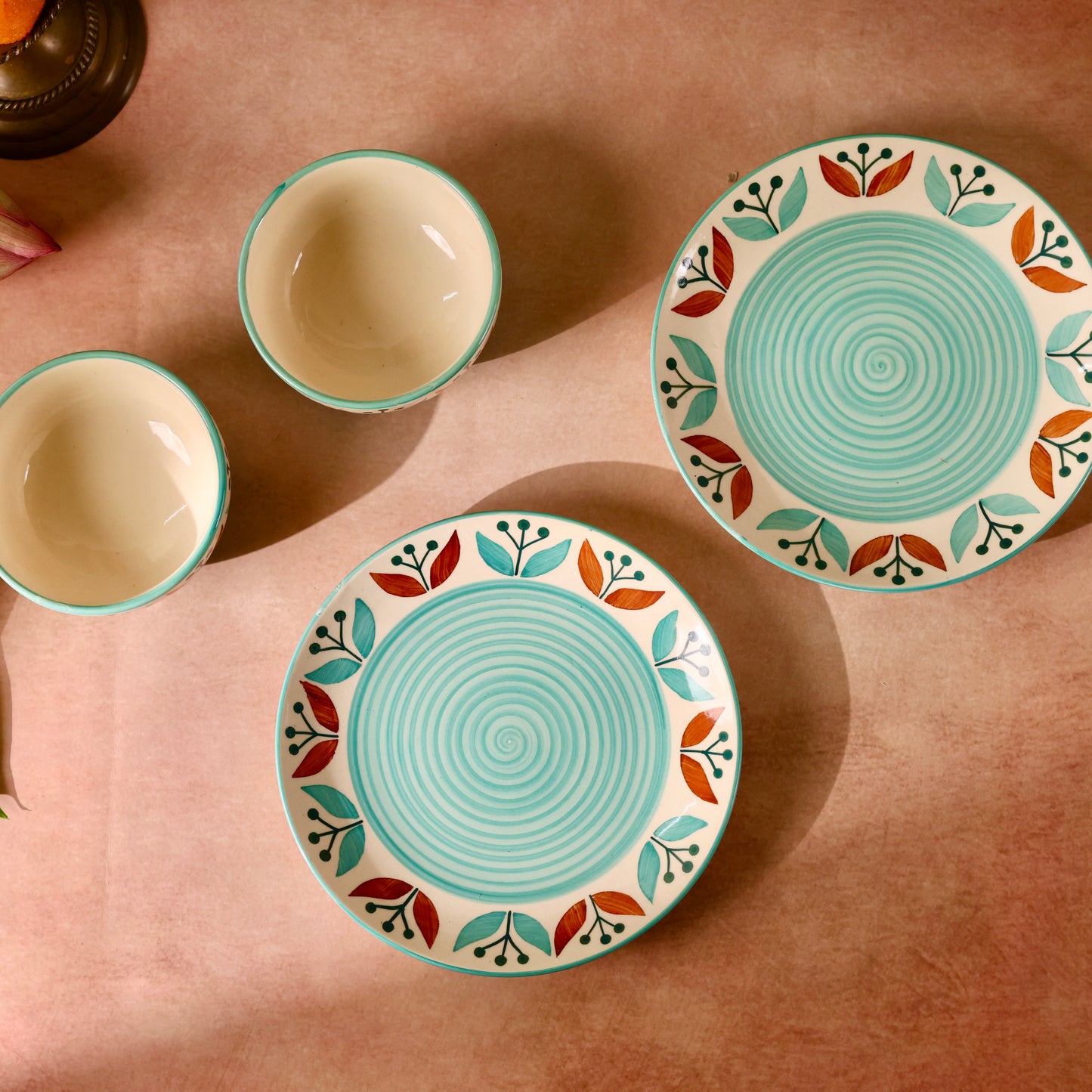 Mughal Garden Handpainted Dinner Set for 2 - 7 pieces