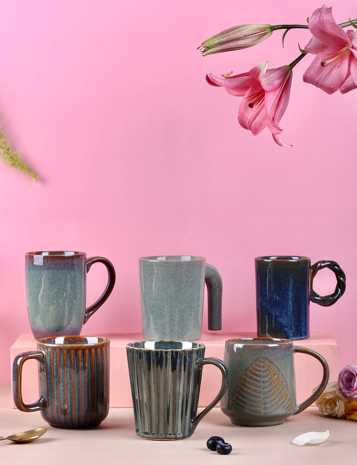 Set of 6 Statement Earthy Mugs