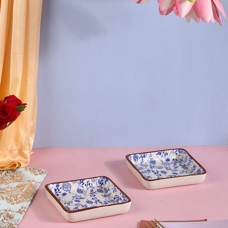 Indigo Phool Bagh Square Plates