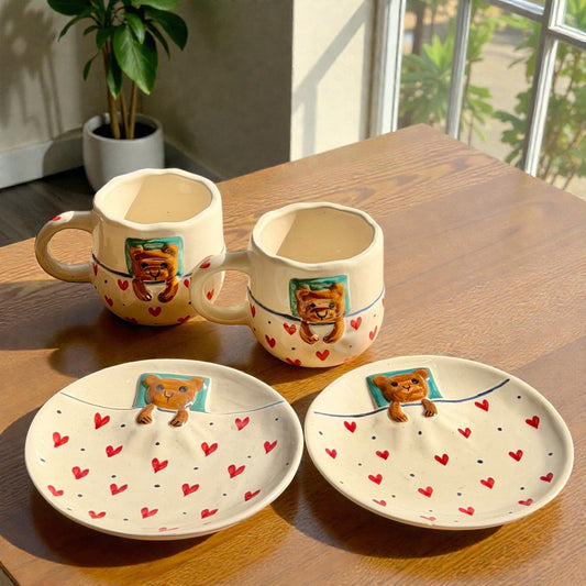 Sleepy Teddy Mug and Snack Plate Set