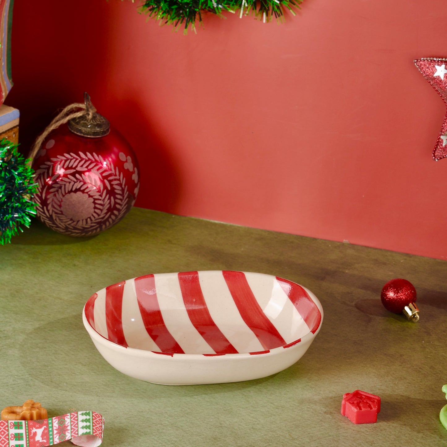 Candy Cane Stripes Shallow Bowl