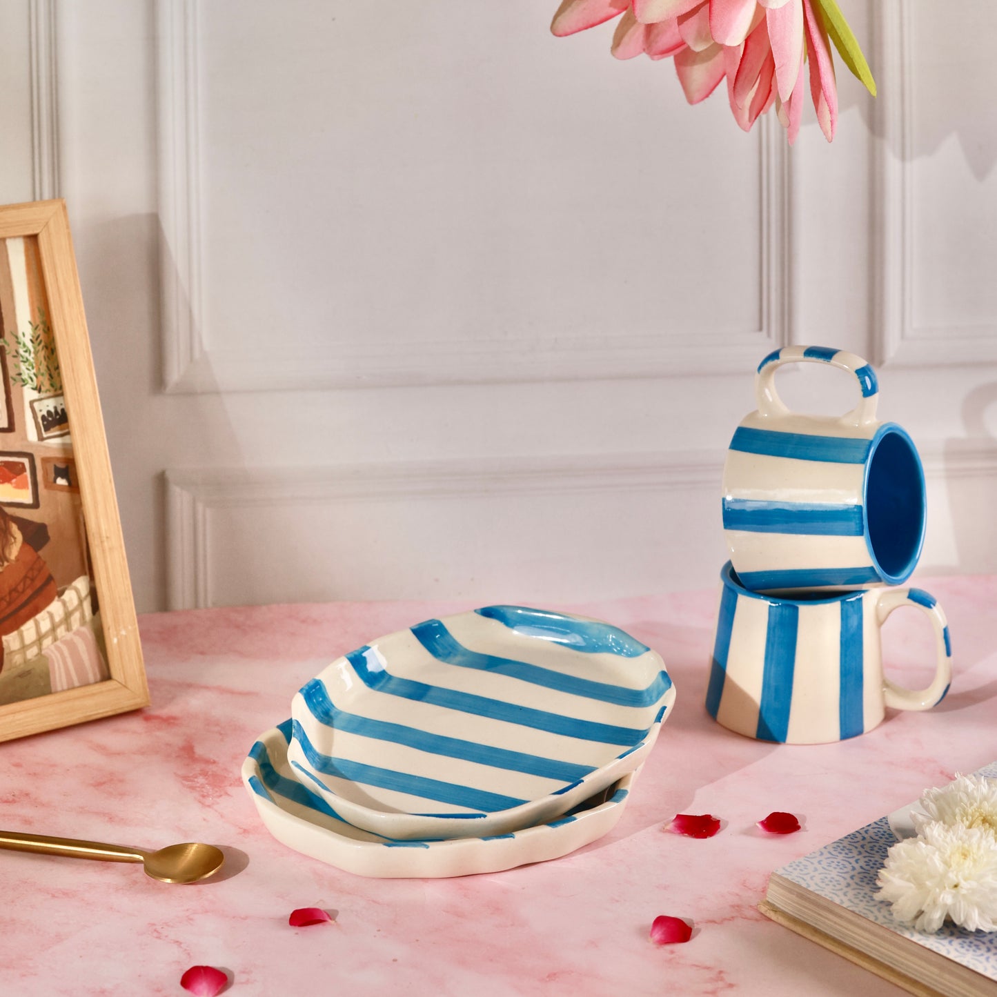 Blue Zen Stripes Snack Set - 4 pieces