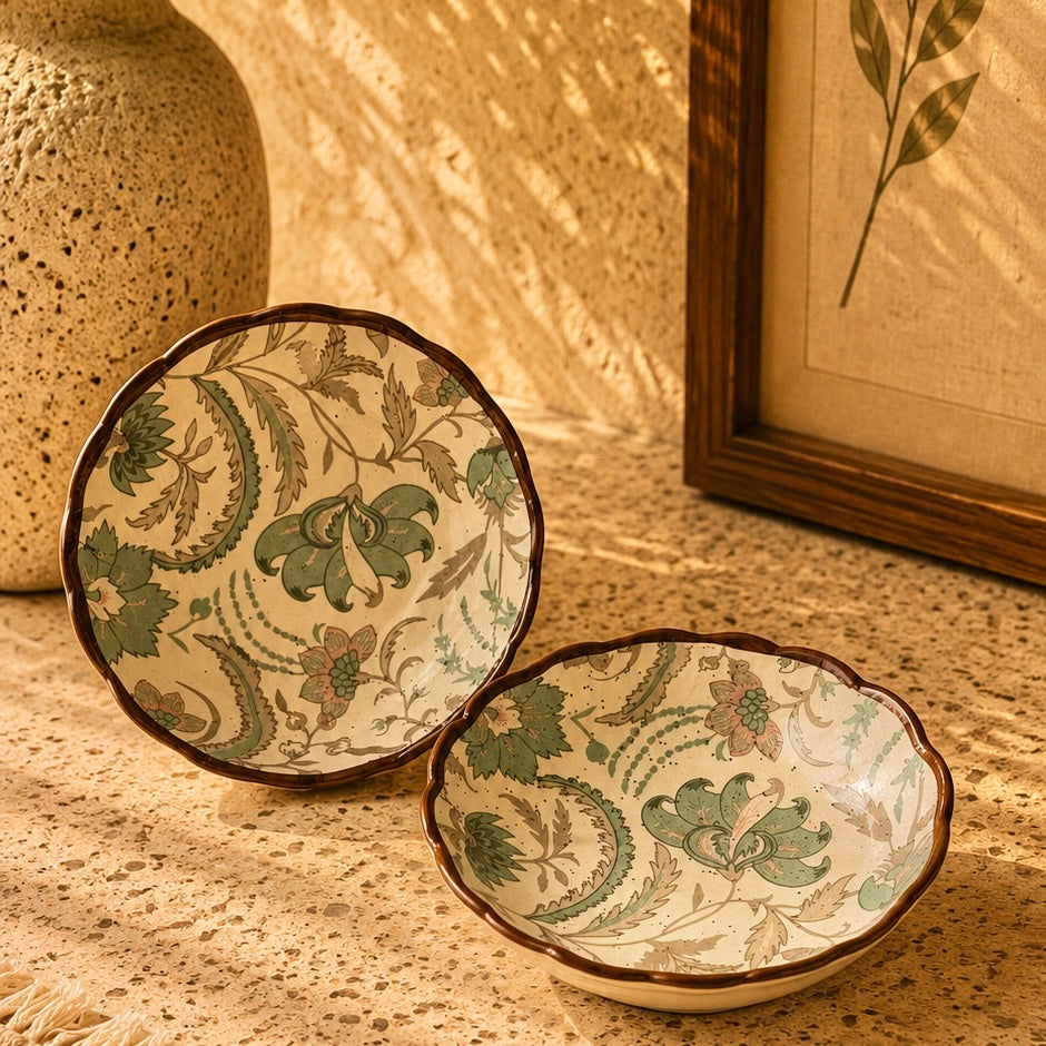 Phool Bagh Scalloped Mini Tapas Bowls - Set of 2