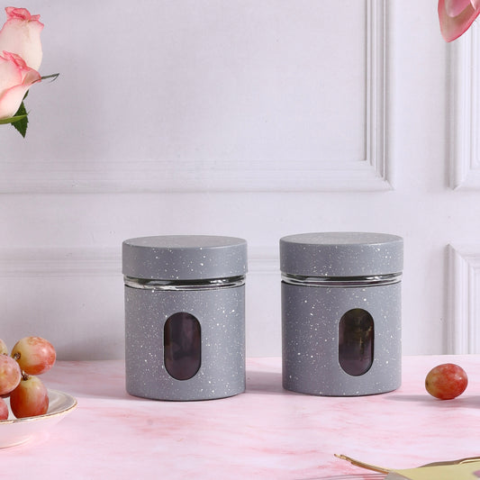 Airtight glass storage jars with silicon cover - Pack of 2