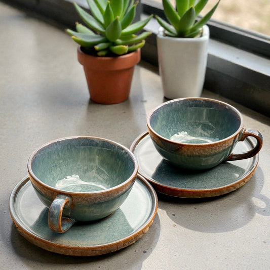 Hazel Wide Cappuccino Cup and Saucer