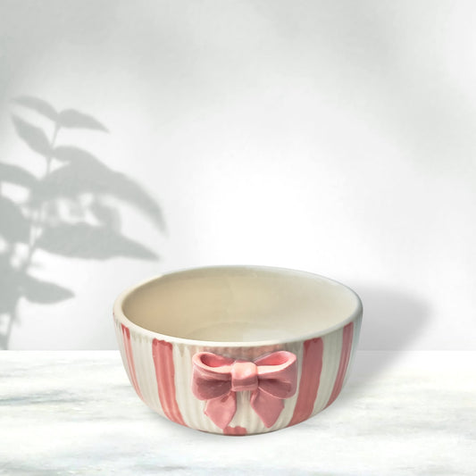 Pink Bow Striped All Purpose Bowl
